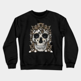 Cat Skull Cute Kitties Skull Design Creepy Skeleton Cat Lovers Crewneck Sweatshirt